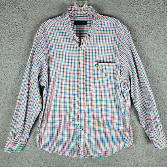 Clubhouse Collection Shirt Mens Large Plaid Masters Augusta Golf Italy - Picture 1 of 11